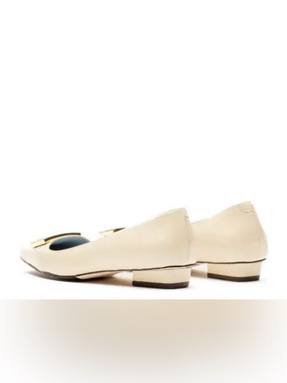 NWOB Frances Valentine Patent Cream Flats with Gold Plaque - Picture 3 of 16